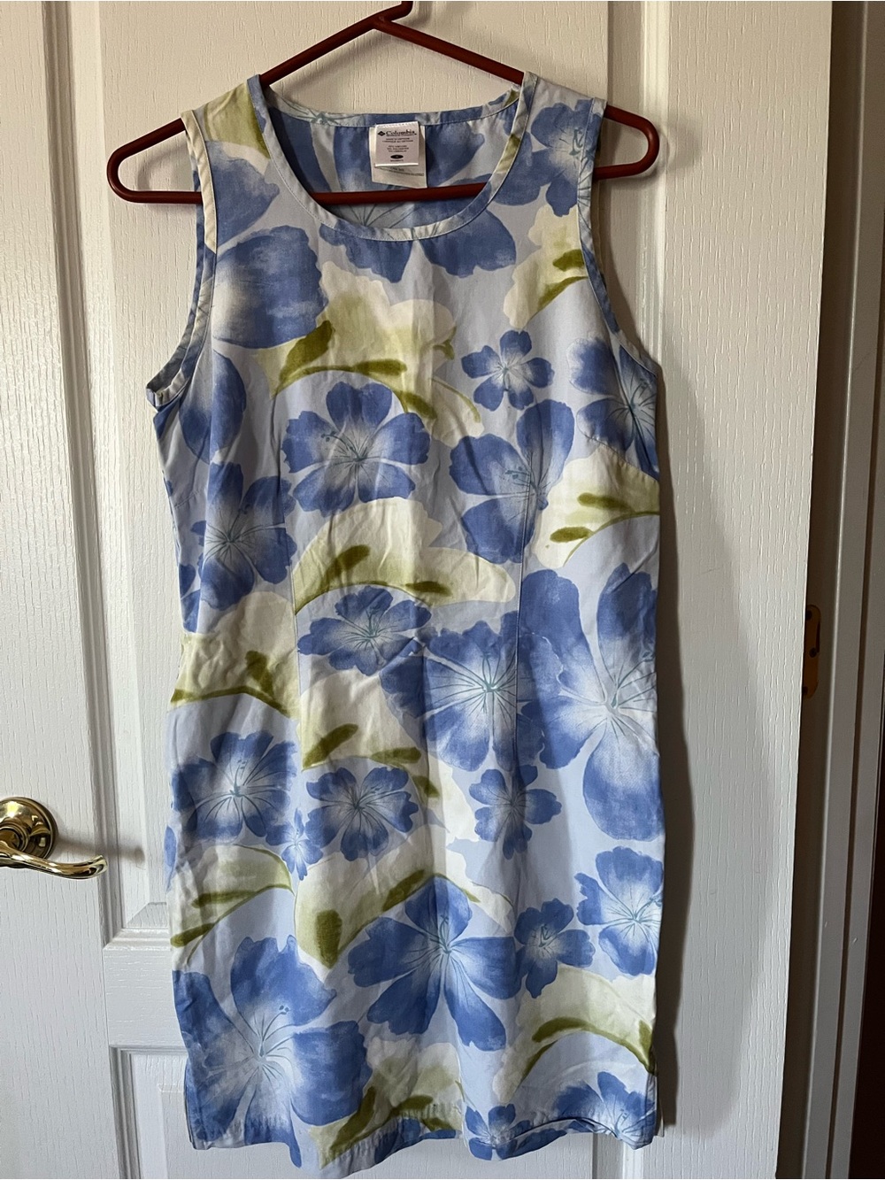 Columbia White Dress with Blue and Green Floral Print